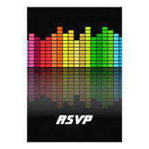 Colourful Music Equalizer w/Reflection, Cool Techn Personalized Invite