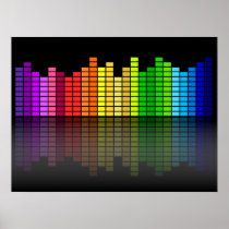 Colourful Music Equalizer w/Reflection, Cool Techn Poster