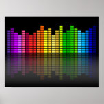 Colourful Music Equalizer w/Reflection, Cool Techn Poster