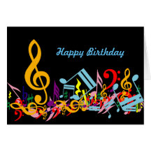 Colourful Musical Notes Birthday Card
