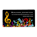 Colourful Musical Notes Personalised Shipping Labels