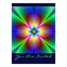 Colourful Neon Daisy Personalized Invitations