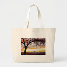 Colourful November Sunset Sky and Longs Peak Canvas Bags
