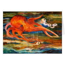 Colourful Octopus Funny Thank You Notecards