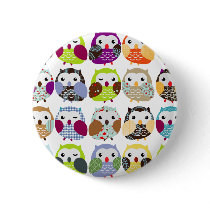 Colourful Owl Pattern Pins