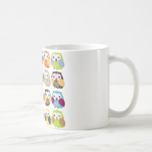 Colourful Owl Pattern Coffee Mug