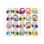 Colourful Owl Pattern postcards