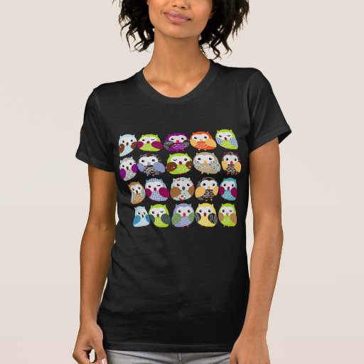 Colourful Owl Pattern T-shirt