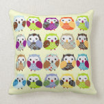 Colourful Owl Pattern throw pillow