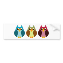Colourful Owl Trio Bumper Sticker
