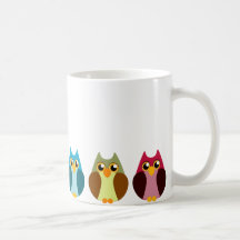 Colourful Owl Trio Mug