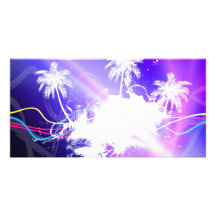 Colourful Palm Trees Grunge Layout Photo Greeting Card