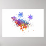 Colourful Palm Trees Illustration Posters