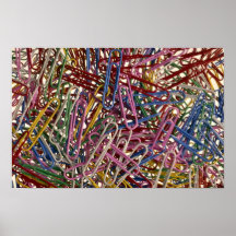 Colourful paper clips for fastening papers togethe poster