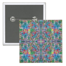 Colourful Party Explosion Abstract Digital Art Button