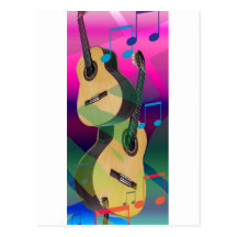 Colourful Party Guitars Postcard