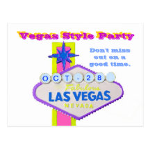Colourful Pastel Las Vegas Theme Invitation Post Card