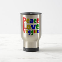 Colourful Peace Love Veggies Mug