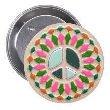 Colourful Peace Sign Buttons