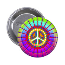 Colourful Peace Sign Pinback Button