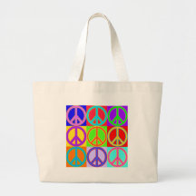Colourful Peace Sign Warhol Design Canvas Bag