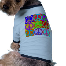 Colourful Peace Sign Warhol Design Dog T Shirt
