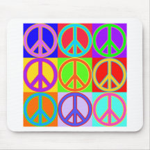 Colourful Peace Sign Warhol Design Mouse Pads