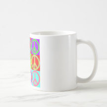 Colourful Peace Sign Warhol Design Mugs