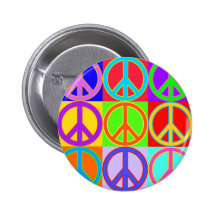 Colourful Peace Sign Warhol Design Pinback Button