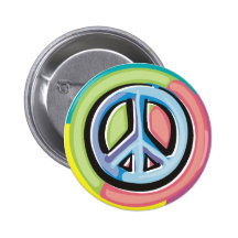 Colourful Peace Symbol Button