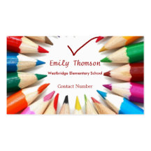 Colourful Pencils Teachers Business Card