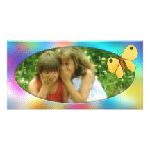 Colourful photo frame with butterfly custom photo card