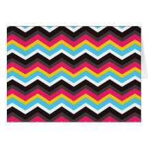Colourful Pink Yellow Blue Chevron Stripes Zig Zag Cards