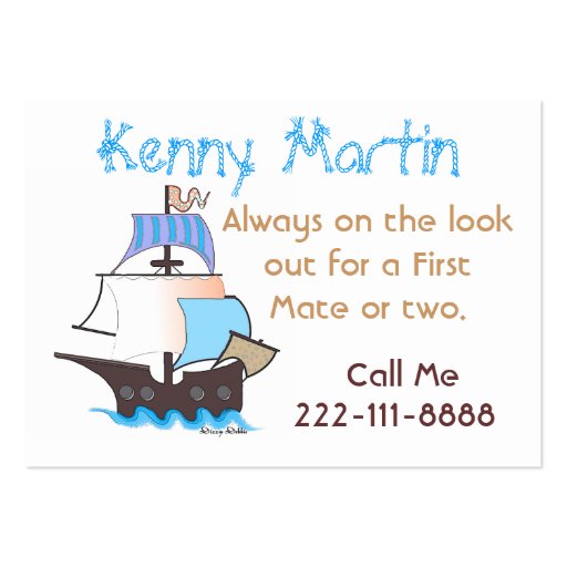Colourful Pirate Ship Play Date Card Business Card Template