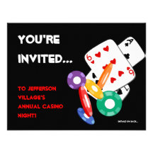 Colourful Poker Chips Vegas Casino Night Invitatio