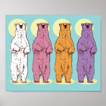 Colourful Polar Bears Poster