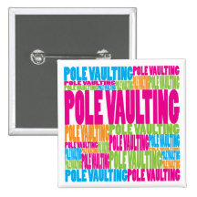 Colourful Pole Vaulting Pinback Button