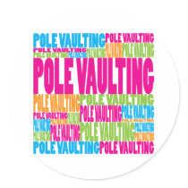 Colourful Pole Vaulting Round Stickers