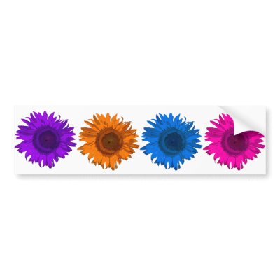 Colourful Pop Art Flowers Bumper Sticker by loraseverson