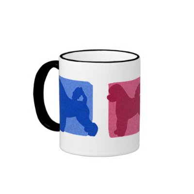 Colourful Portuguese Water Dog Silhouettes Mugs by MenagerieMayhem