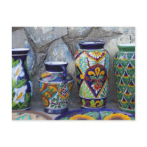 Colourful pottery for sale in downtown Loreto,