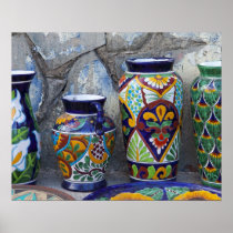 Colourful pottery for sale in downtown Loreto,