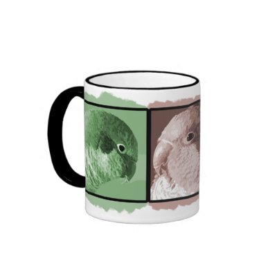 Colourful Quaker Parakeet Mug by MenagerieMayhem