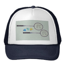 Colourful racquets and birds trucker hats