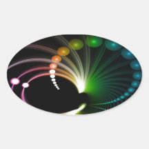 Colourful Rainbow Fractal Art Oval Stickers