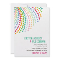 Colourful Rainbow Heart Sprinkles Wedding Invite