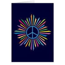 Colourful Rays Surround Peace Sign