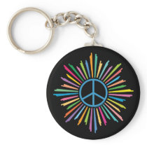 Colourful Rays Surround Peace Sign