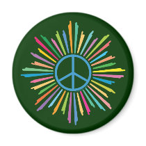Colourful Rays Surround Peace Sign