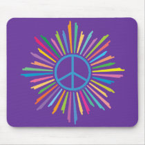 Colourful Rays Surround Peace Sign